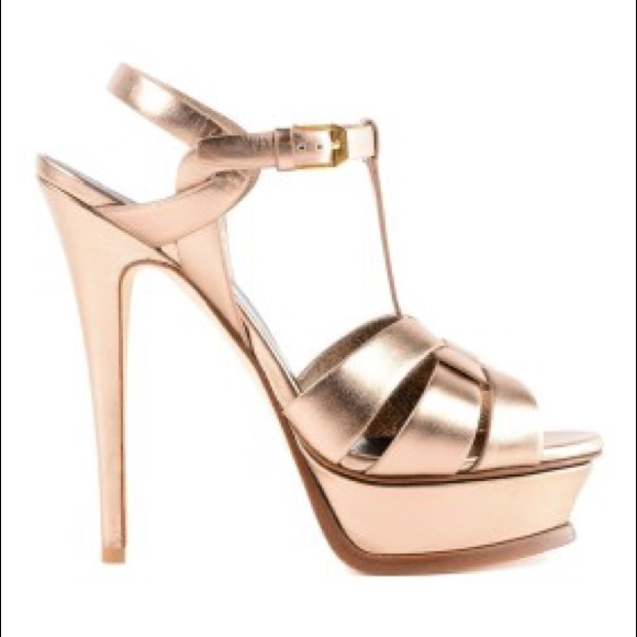 SAINT LAURENT TRIBUTE METALLIC PLATFORM SANDAL - Picture 6 of 11